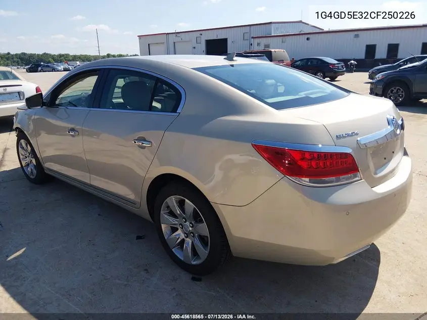2012 Buick Lacrosse Premium 1 Group VIN: 1G4GD5E32CF250226 Lot: 45618565