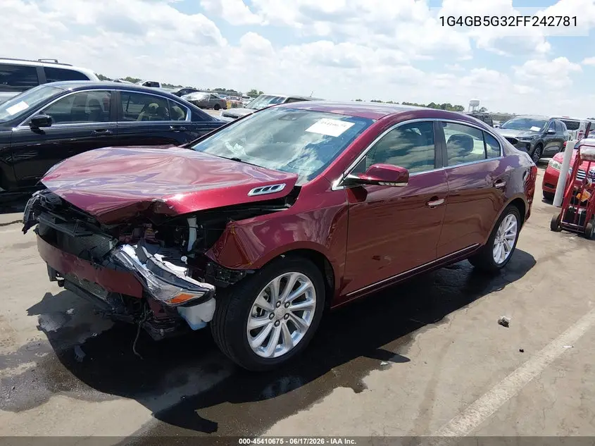 2015 Buick Lacrosse Leather VIN: 1G4GB5G32FF242781 Lot: 45410675