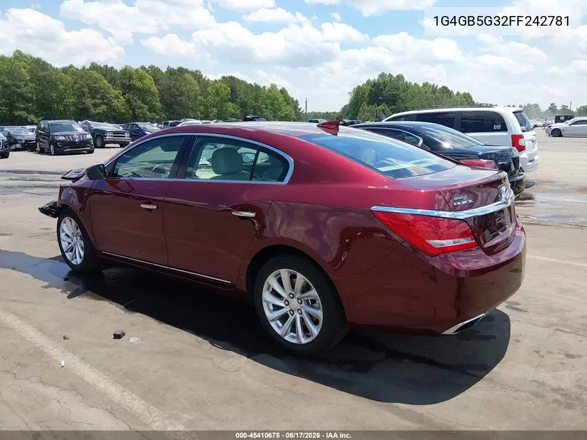 2015 Buick Lacrosse Leather VIN: 1G4GB5G32FF242781 Lot: 45410675