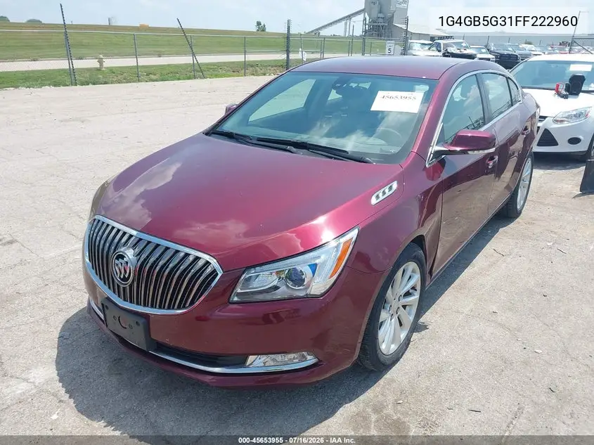2015 Buick Lacrosse Leather VIN: 1G4GB5G31FF222960 Lot: 45653955
