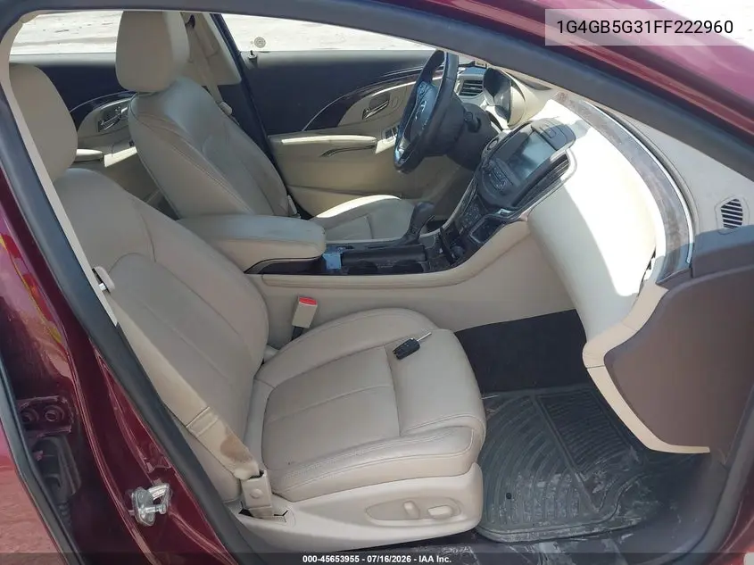 2015 Buick Lacrosse Leather VIN: 1G4GB5G31FF222960 Lot: 45653955