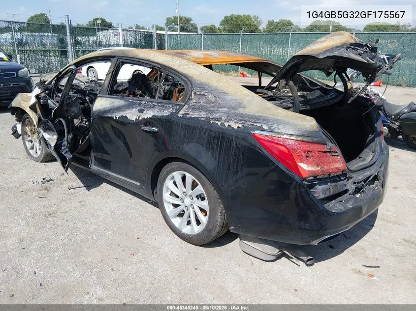 2016 Buick Lacrosse Leather VIN: 1G4GB5G32GF175567 Lot: 45345240