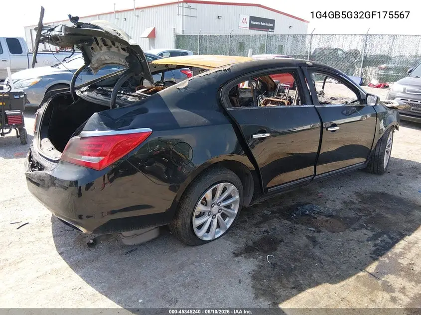 2016 Buick Lacrosse Leather VIN: 1G4GB5G32GF175567 Lot: 45345240