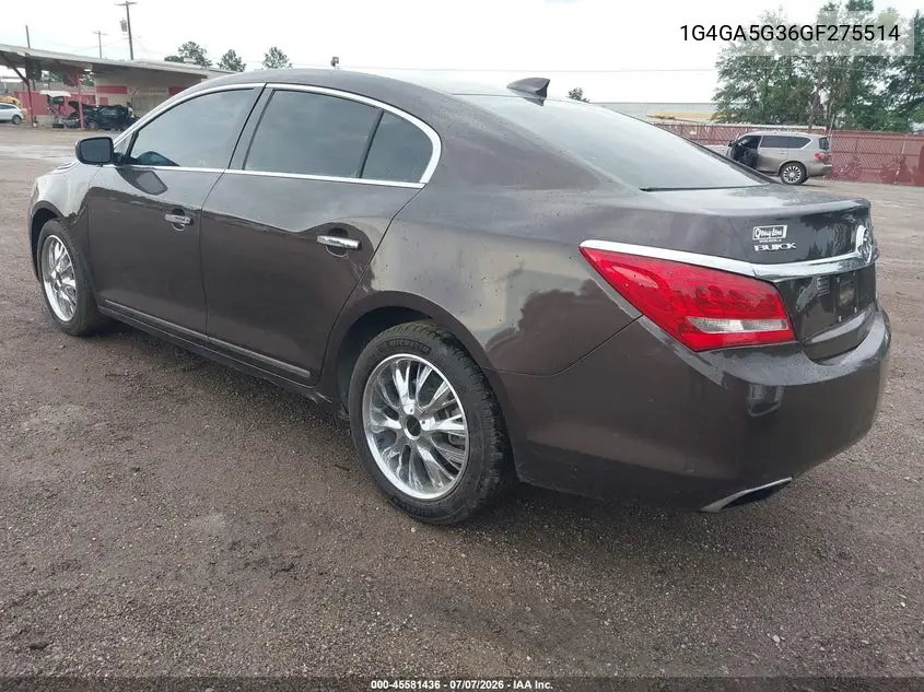 2016 Buick Lacrosse VIN: 1G4GA5G36GF275514 Lot: 45581436