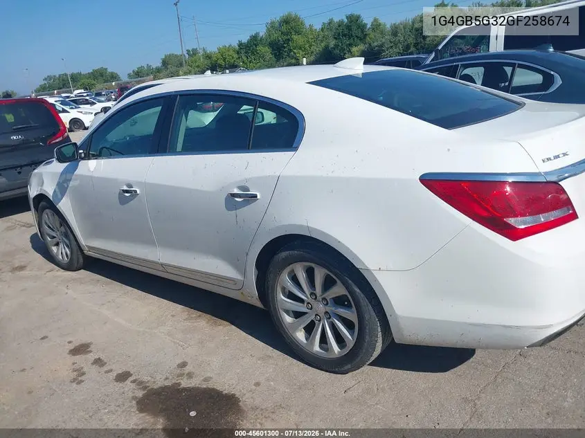 2016 Buick Lacrosse VIN: 1G4GB5G32GF258674 Lot: 45601300