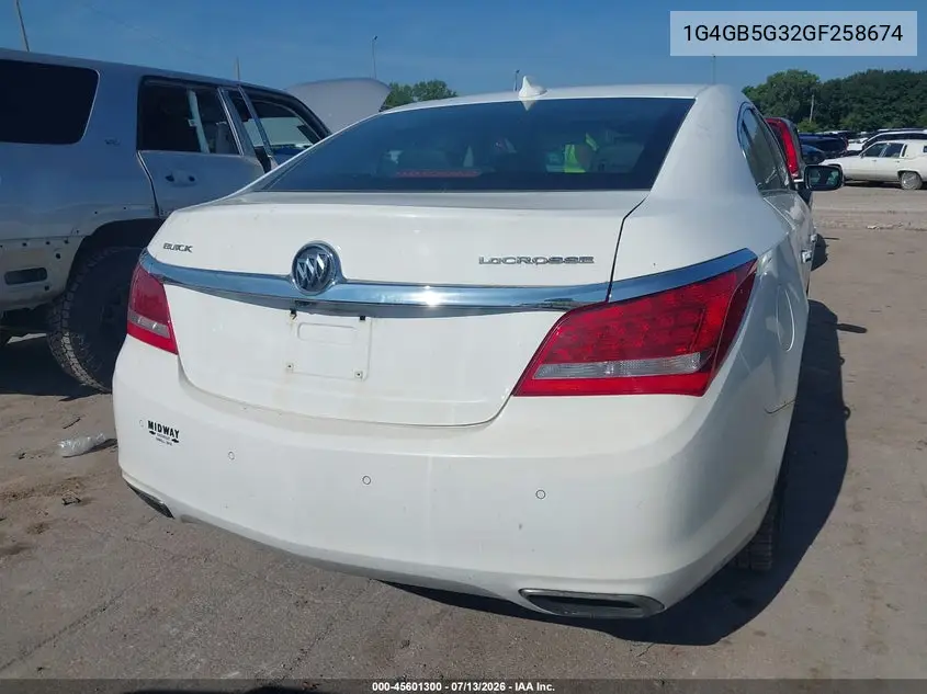 2016 Buick Lacrosse VIN: 1G4GB5G32GF258674 Lot: 45601300