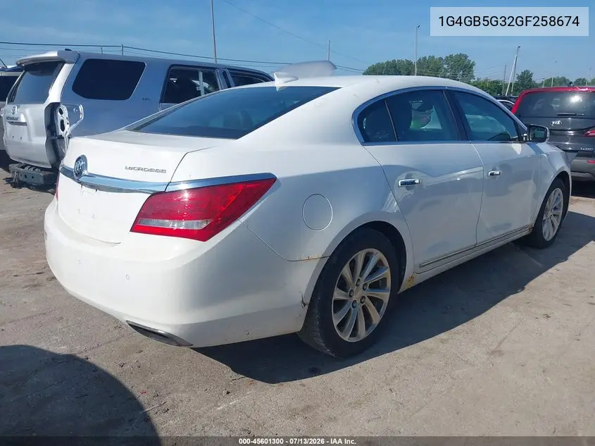 2016 Buick Lacrosse VIN: 1G4GB5G32GF258674 Lot: 45601300