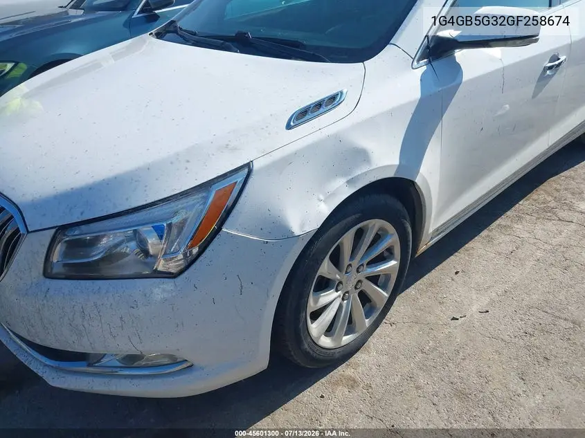 2016 Buick Lacrosse VIN: 1G4GB5G32GF258674 Lot: 45601300