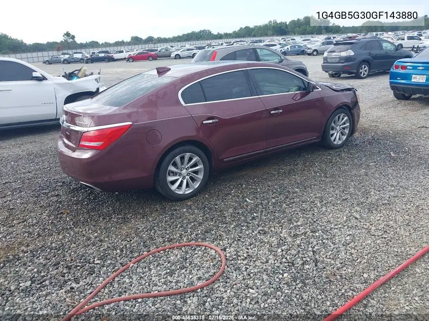 2016 Buick Lacrosse Leather VIN: 1G4GB5G30GF143880 Lot: 45635375