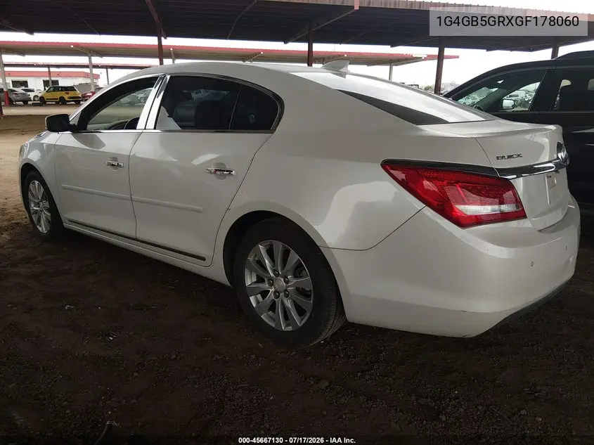 2016 Buick Lacrosse Leather VIN: 1G4GB5GRXGF178060 Lot: 45667130
