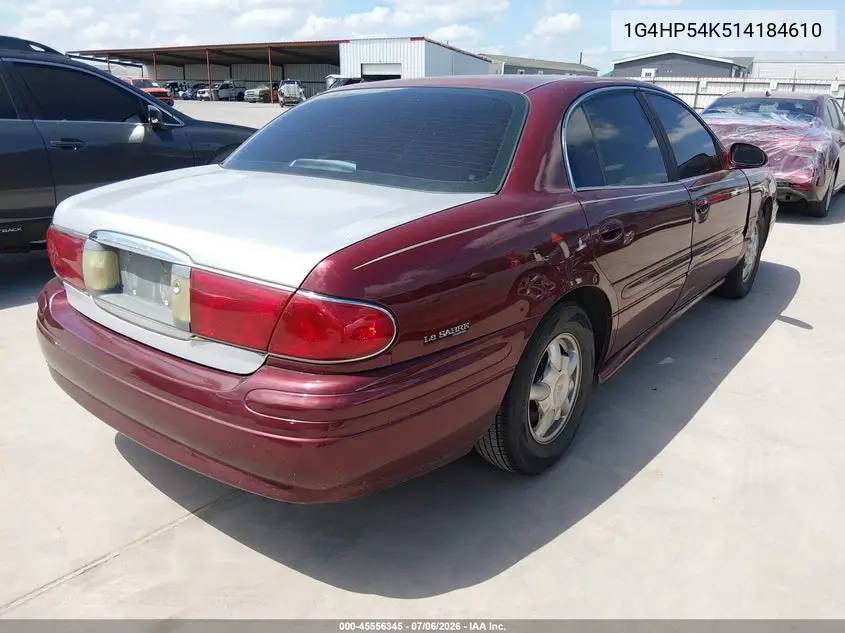 2001 Buick Lesabre Custom VIN: 1G4HP54K514184610 Lot: 45556345