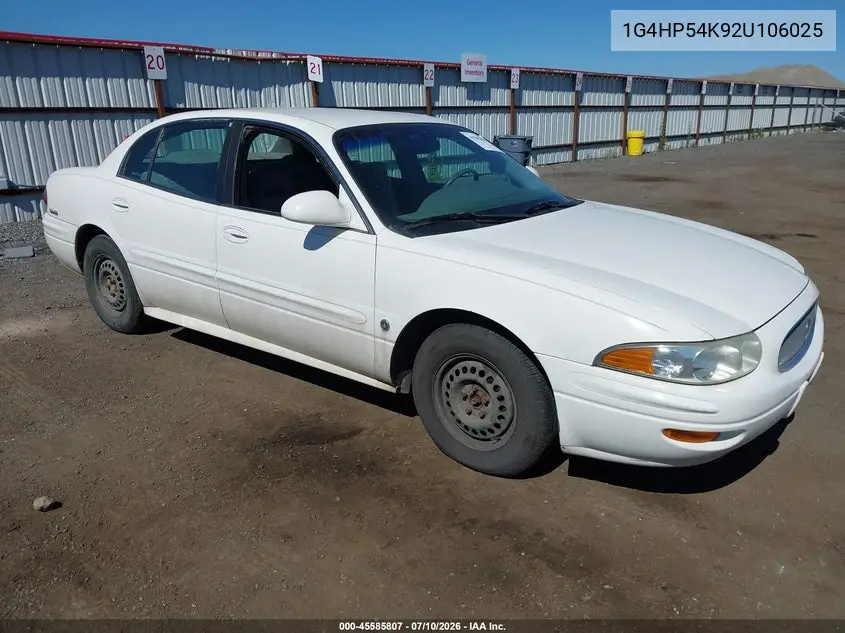 2002 Buick Lesabre Custom VIN: 1G4HP54K92U106025 Lot: 45585807
