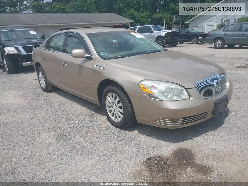 2006 Buick Lucerne Cx VIN: 1G4HP57276U138893 Lot: 45322324