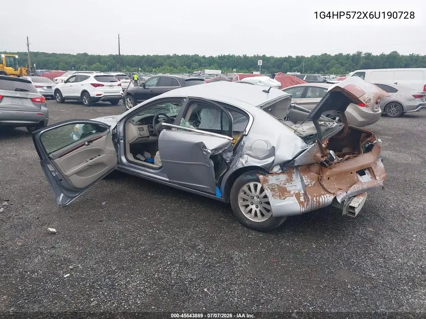 2006 Buick Lucerne Cx VIN: 1G4HP572X6U190728 Lot: 45543889