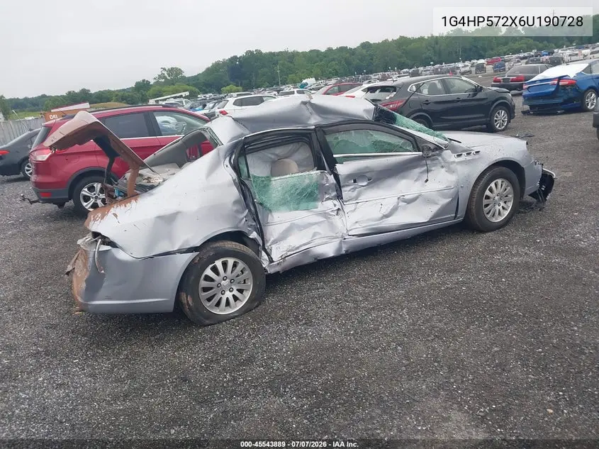 2006 Buick Lucerne Cx VIN: 1G4HP572X6U190728 Lot: 45543889