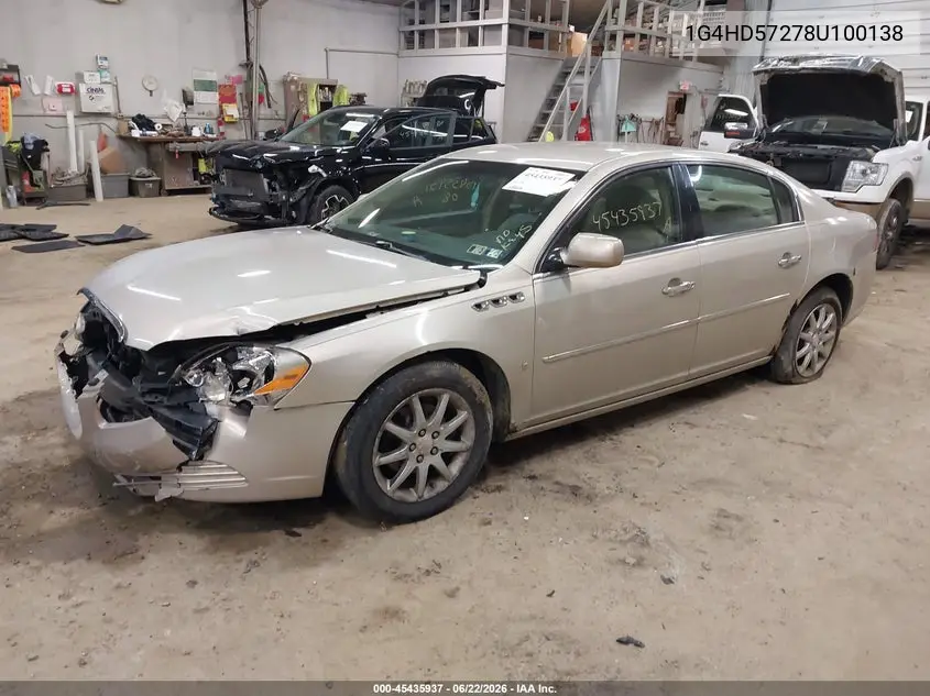 2008 Buick Lucerne Cxl VIN: 1G4HD57278U100138 Lot: 45435937