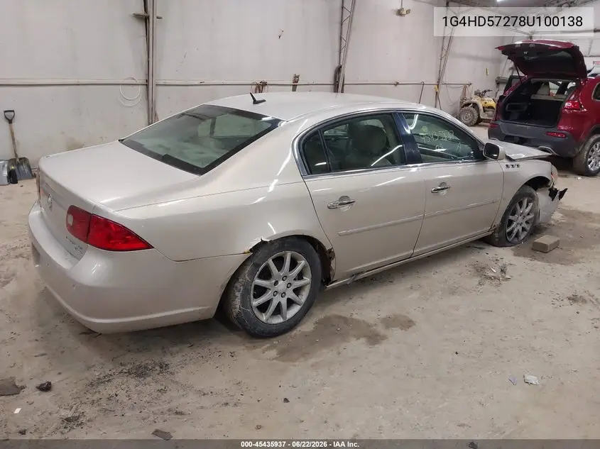 2008 Buick Lucerne Cxl VIN: 1G4HD57278U100138 Lot: 45435937