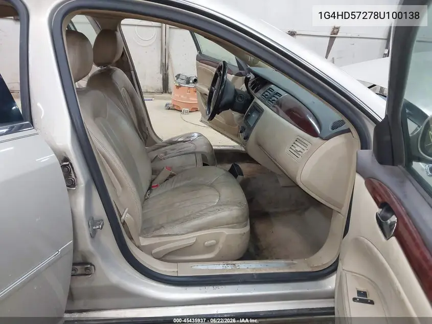 2008 Buick Lucerne Cxl VIN: 1G4HD57278U100138 Lot: 45435937