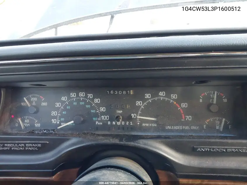 1993 Buick Park Avenue VIN: 1G4CW53L3P1600512 Lot: 44770841