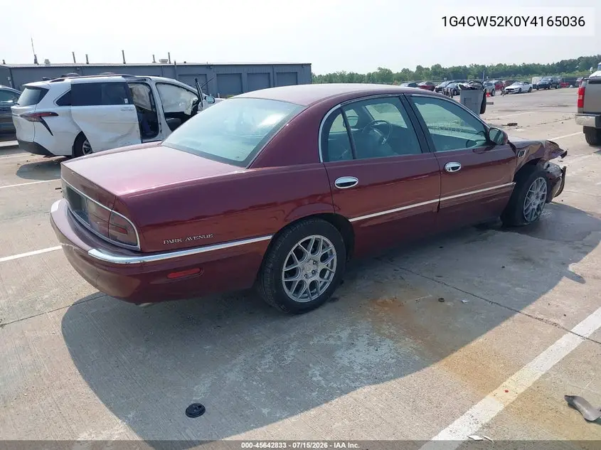 2000 Buick Park Avenue VIN: 1G4CW52K0Y4165036 Lot: 45642833