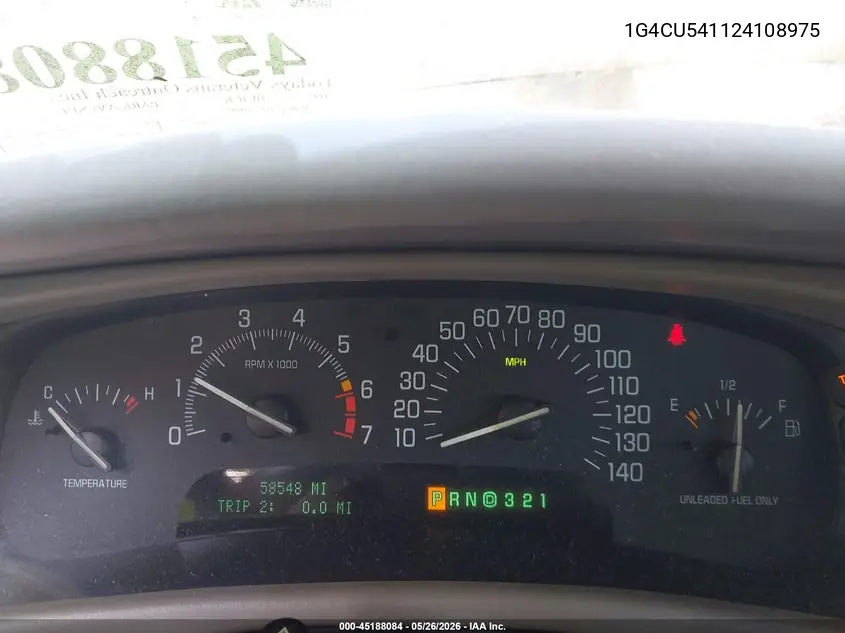 2002 Buick Park Avenue Ultra VIN: 1G4CU541124108975 Lot: 45188084