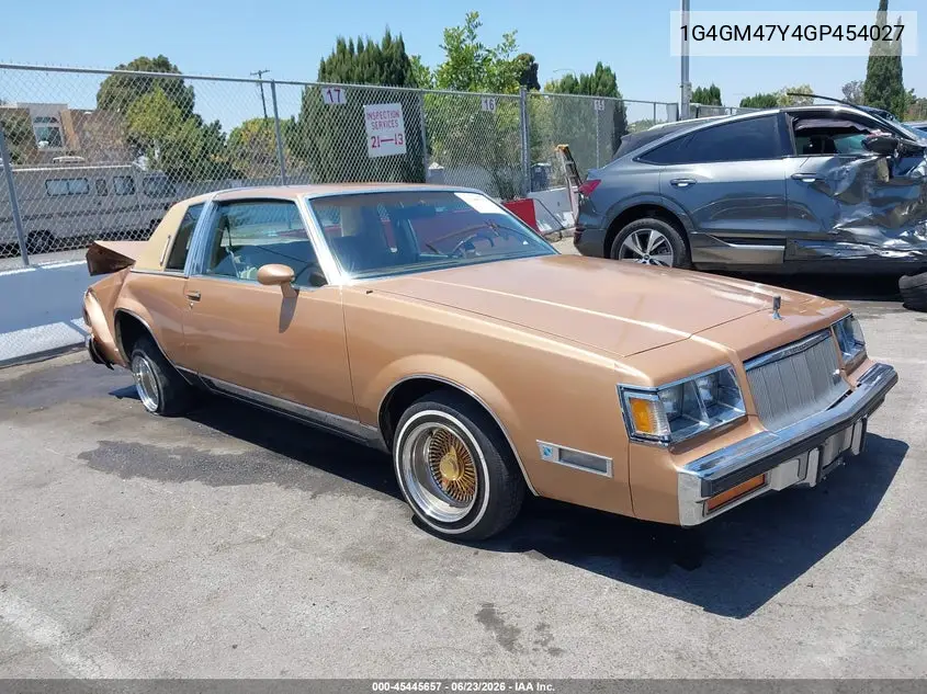 1986 Buick Regal Limited VIN: 1G4GM47Y4GP454027 Lot: 45445657