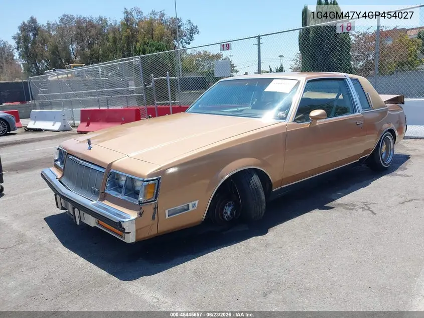 1986 Buick Regal Limited VIN: 1G4GM47Y4GP454027 Lot: 45445657