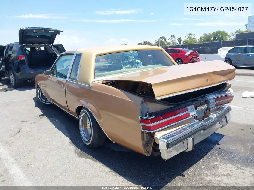 1986 Buick Regal Limited VIN: 1G4GM47Y4GP454027 Lot: 45445657