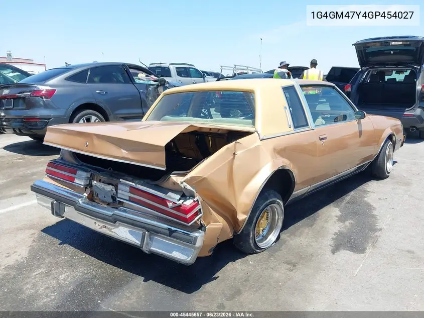 1986 Buick Regal Limited VIN: 1G4GM47Y4GP454027 Lot: 45445657