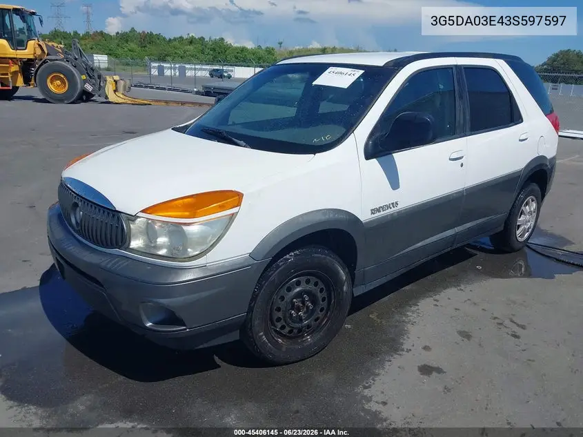 2003 Buick Rendezvous Cx VIN: 3G5DA03E43S597597 Lot: 45406145