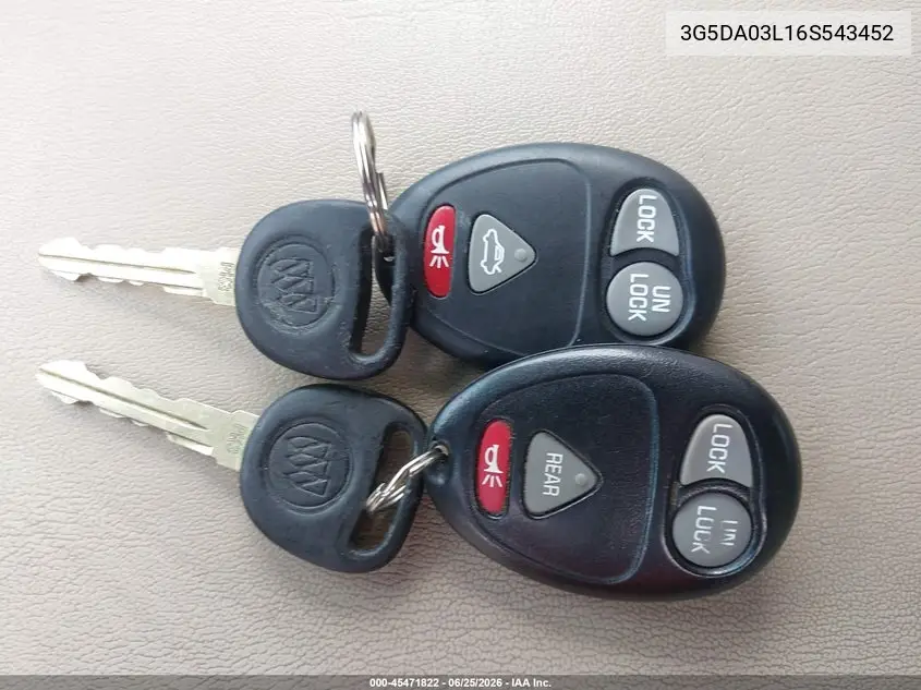 2006 Buick Rendezvous Cx VIN: 3G5DA03L16S543452 Lot: 45471822