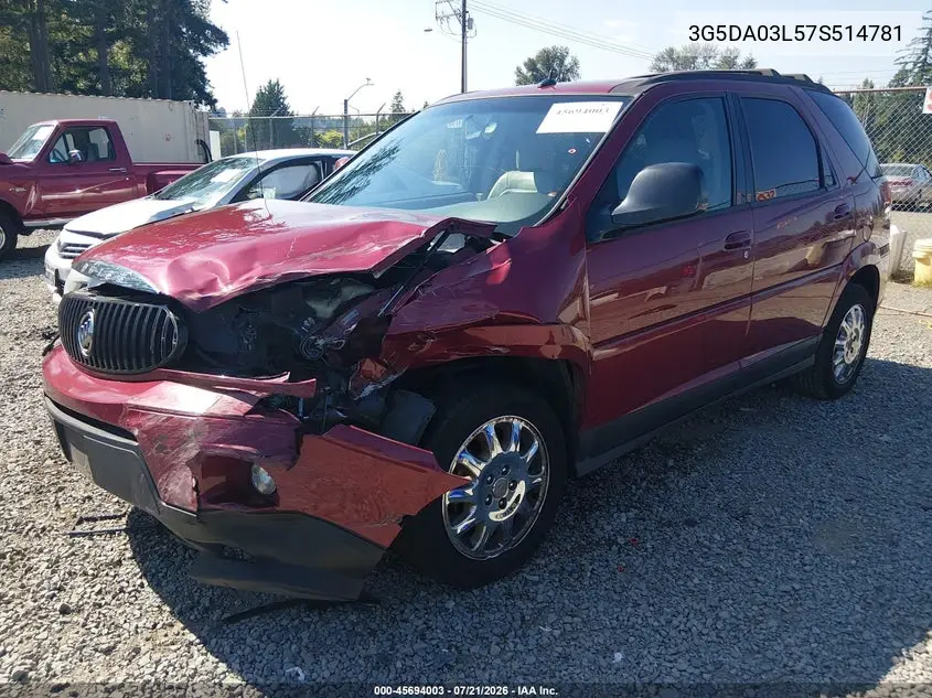 2007 Buick Rendezvous Cxl VIN: 3G5DA03L57S514781 Lot: 45694003