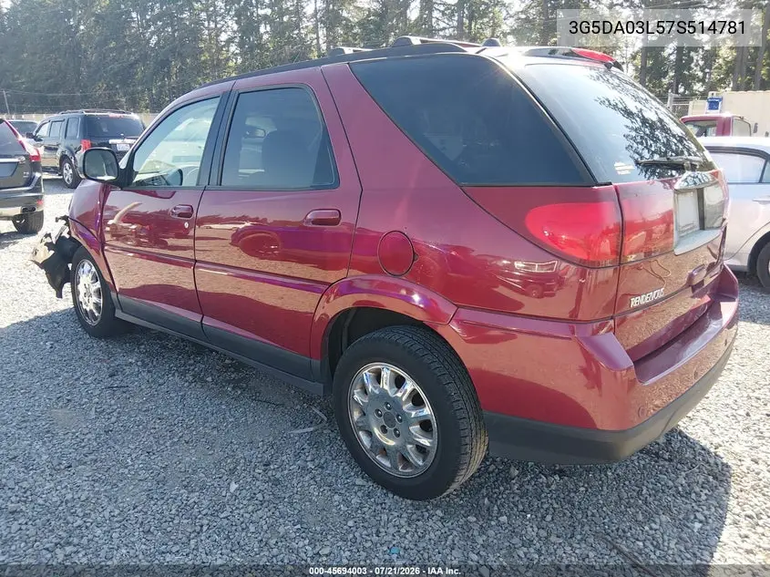 2007 Buick Rendezvous Cxl VIN: 3G5DA03L57S514781 Lot: 45694003