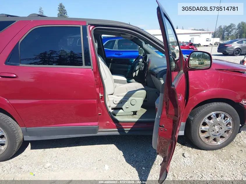 2007 Buick Rendezvous Cxl VIN: 3G5DA03L57S514781 Lot: 45694003