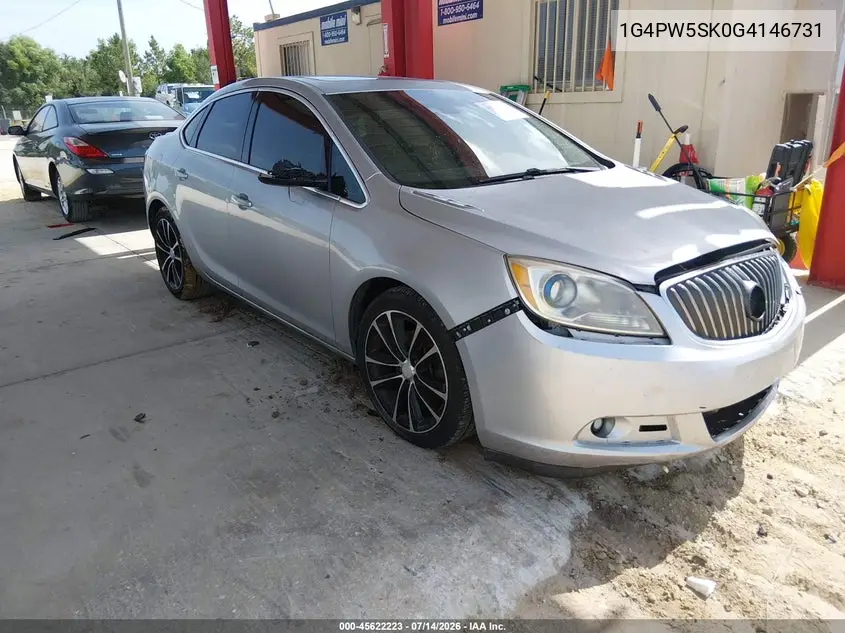 2016 Buick Verano Sport Touring Group VIN: 1G4PW5SK0G4146731 Lot: 45622223