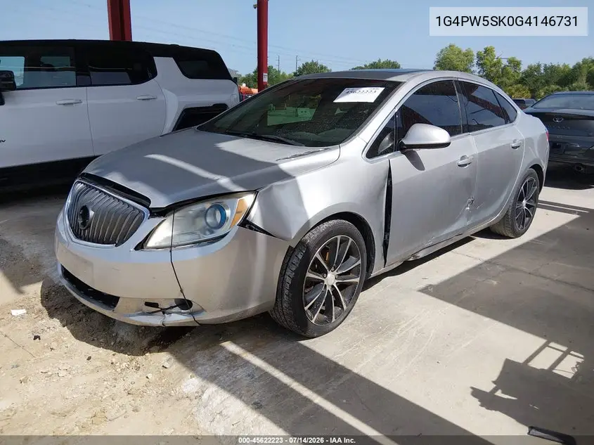 2016 Buick Verano Sport Touring Group VIN: 1G4PW5SK0G4146731 Lot: 45622223