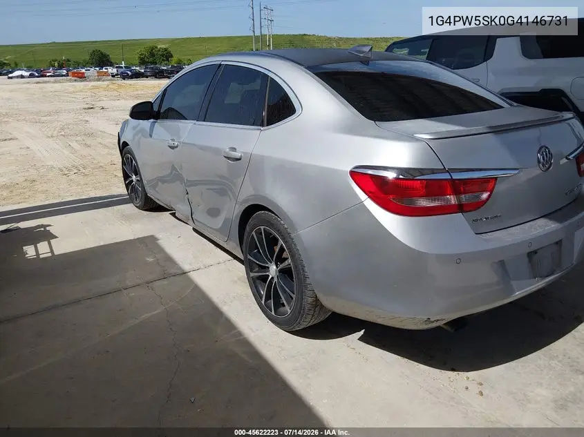 2016 Buick Verano Sport Touring Group VIN: 1G4PW5SK0G4146731 Lot: 45622223