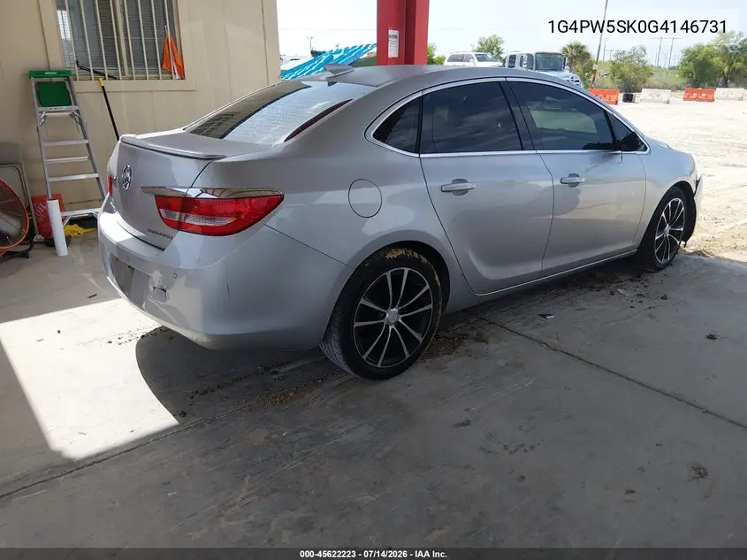 2016 Buick Verano Sport Touring Group VIN: 1G4PW5SK0G4146731 Lot: 45622223