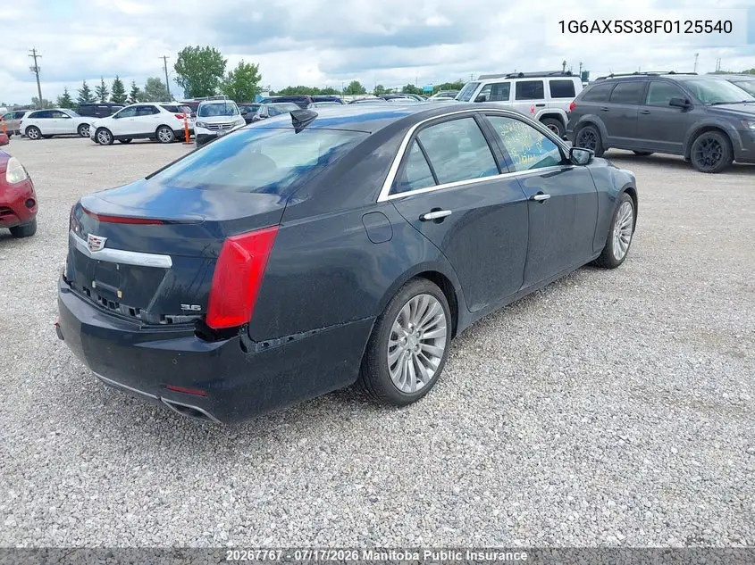 2015 Cadillac Cts 3.6L VIN: 1G6AX5S38F0125540 Lot: 20267767