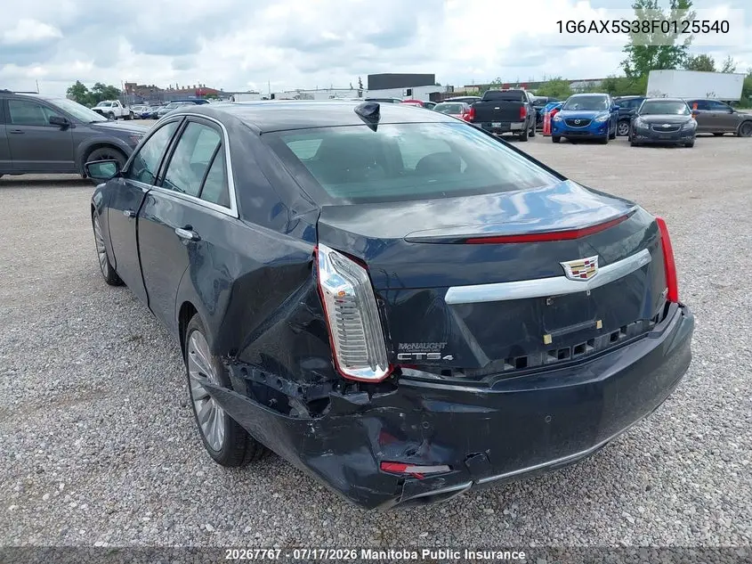 2015 Cadillac Cts 3.6L VIN: 1G6AX5S38F0125540 Lot: 20267767