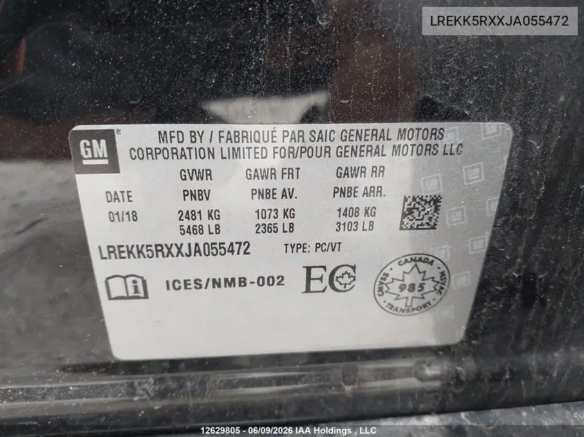2018 Cadillac Ct6 Plug-In VIN: LREKK5RXXJA055472 Lot: 12629805