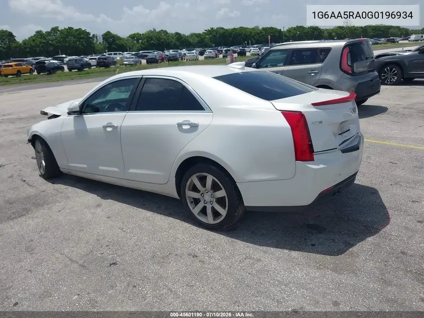 2016 Cadillac Ats Standard VIN: 1G6AA5RA0G0196934 Lot: 45601190