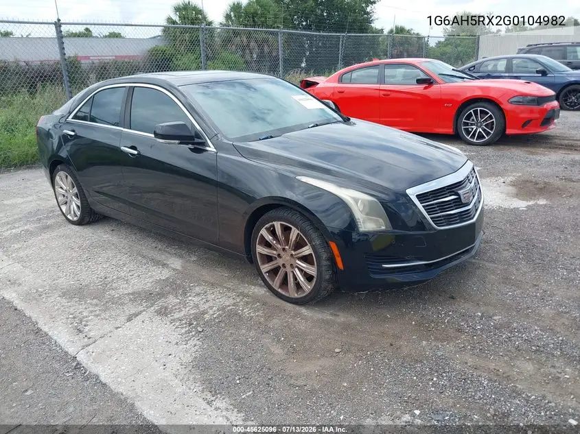 2016 Cadillac Ats Luxury Collection VIN: 1G6AH5RX2G0104982 Lot: 45625096