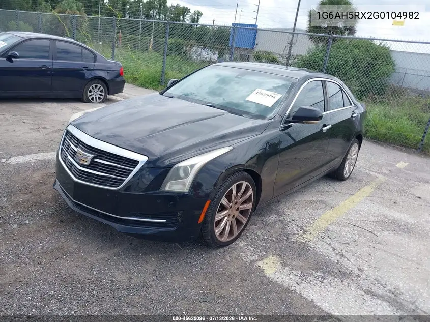 2016 Cadillac Ats Luxury Collection VIN: 1G6AH5RX2G0104982 Lot: 45625096