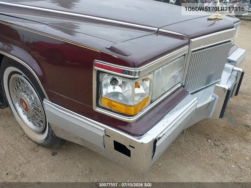 1990 Cadillac Brougham VIN: 1G6DW5170LR717316 Lot: 30077557