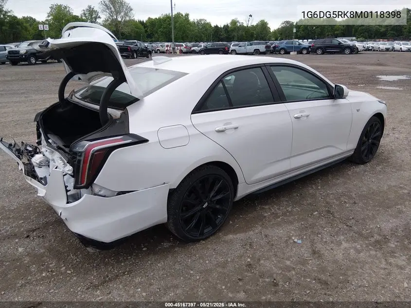 2021 Cadillac Ct4 Sport VIN: 1G6DG5RK8M0118398 Lot: 45167397