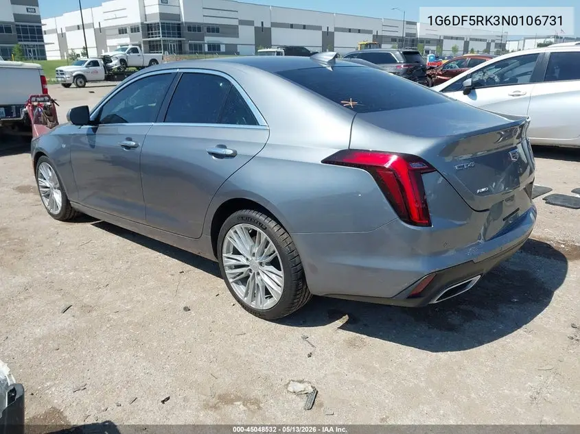 2022 Cadillac Ct4 Premium Luxury VIN: 1G6DF5RK3N0106731 Lot: 45048532
