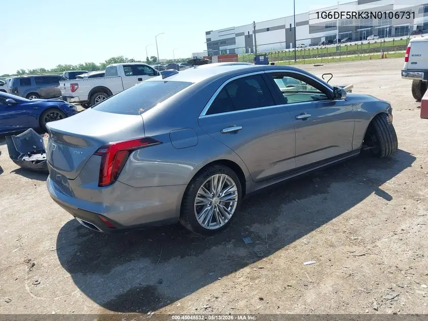 2022 Cadillac Ct4 Premium Luxury VIN: 1G6DF5RK3N0106731 Lot: 45048532