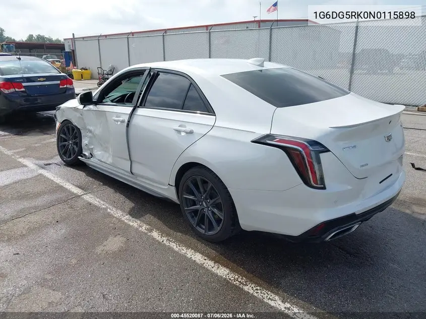 2022 Cadillac Ct4 Sport VIN: 1G6DG5RK0N0115898 Lot: 45520087