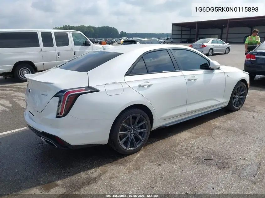 2022 Cadillac Ct4 Sport VIN: 1G6DG5RK0N0115898 Lot: 45520087